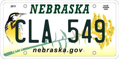 NE license plate CLA549
