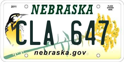 NE license plate CLA647
