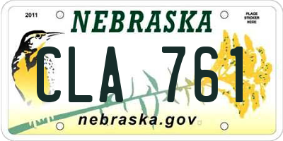 NE license plate CLA761