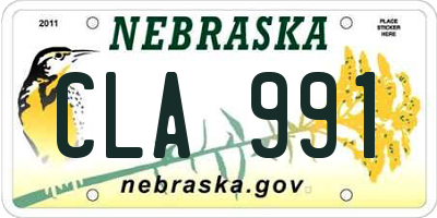 NE license plate CLA991