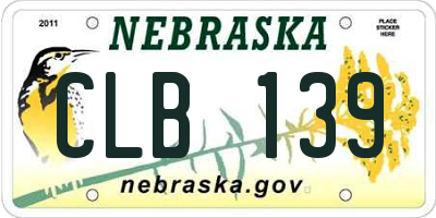 NE license plate CLB139