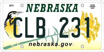 NE license plate CLB231