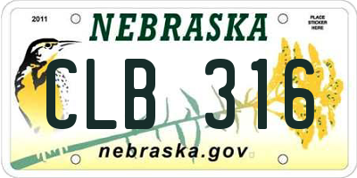 NE license plate CLB316