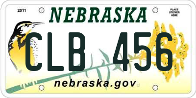 NE license plate CLB456