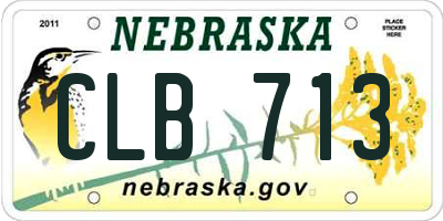 NE license plate CLB713