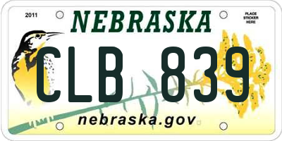 NE license plate CLB839