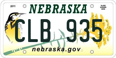 NE license plate CLB935