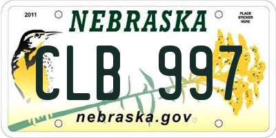 NE license plate CLB997