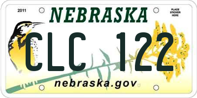 NE license plate CLC122