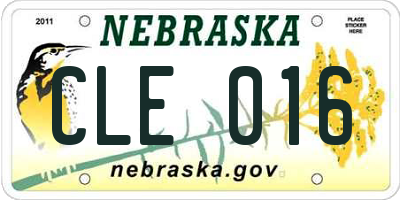 NE license plate CLE016