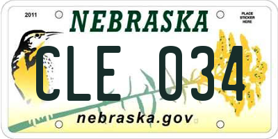 NE license plate CLE034