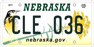 NE license plate CLE036