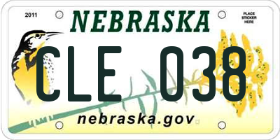 NE license plate CLE038