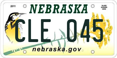 NE license plate CLE045