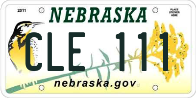 NE license plate CLE111