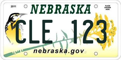 NE license plate CLE123