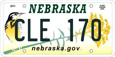 NE license plate CLE170