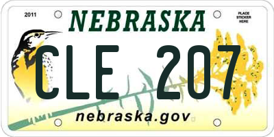 NE license plate CLE207