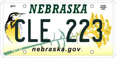 NE license plate CLE223