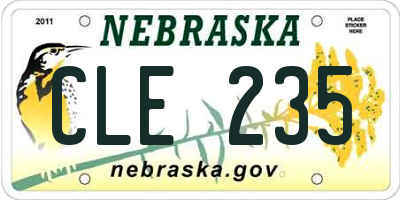 NE license plate CLE235