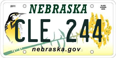 NE license plate CLE244