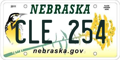 NE license plate CLE254