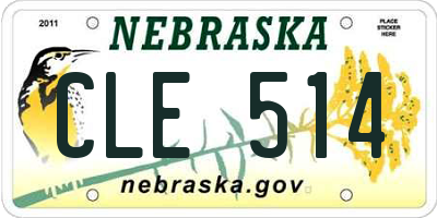 NE license plate CLE514