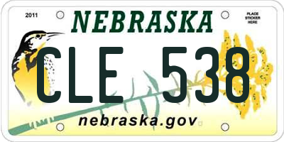 NE license plate CLE538