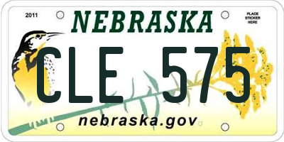 NE license plate CLE575