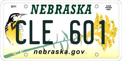 NE license plate CLE601