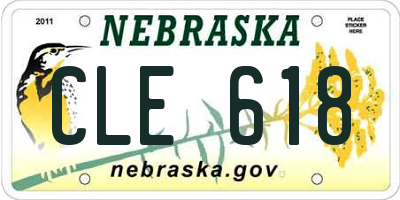 NE license plate CLE618