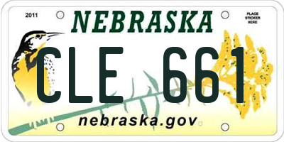 NE license plate CLE661