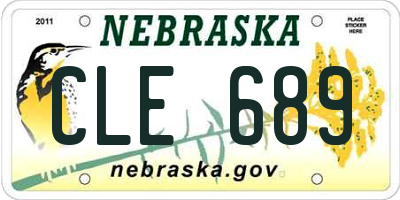 NE license plate CLE689
