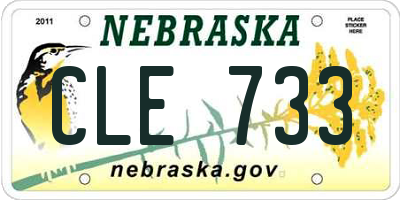 NE license plate CLE733
