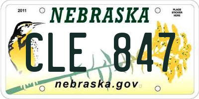 NE license plate CLE847