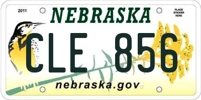 NE license plate CLE856