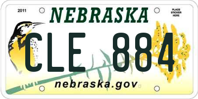 NE license plate CLE884