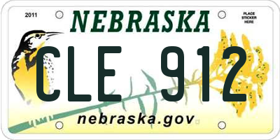 NE license plate CLE912