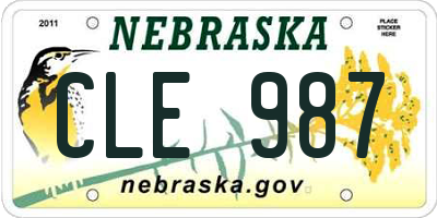 NE license plate CLE987