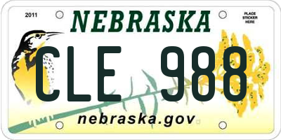 NE license plate CLE988