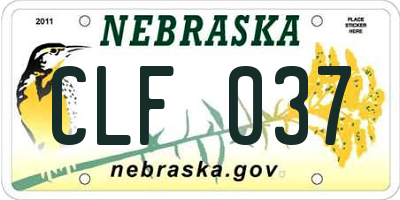 NE license plate CLF037