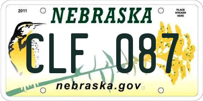 NE license plate CLF087