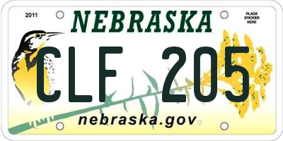 NE license plate CLF205