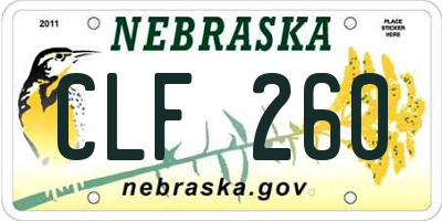 NE license plate CLF260