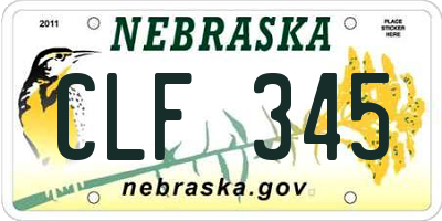 NE license plate CLF345