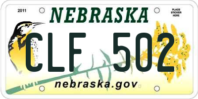 NE license plate CLF502