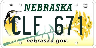 NE license plate CLF671