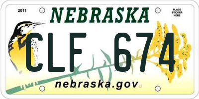 NE license plate CLF674
