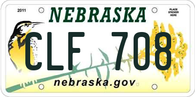 NE license plate CLF708