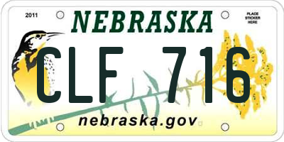 NE license plate CLF716